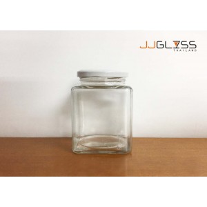 500 ML. Glass Bottle Cover White - Transparent Glass Bottles, Cover White,500 ml. 